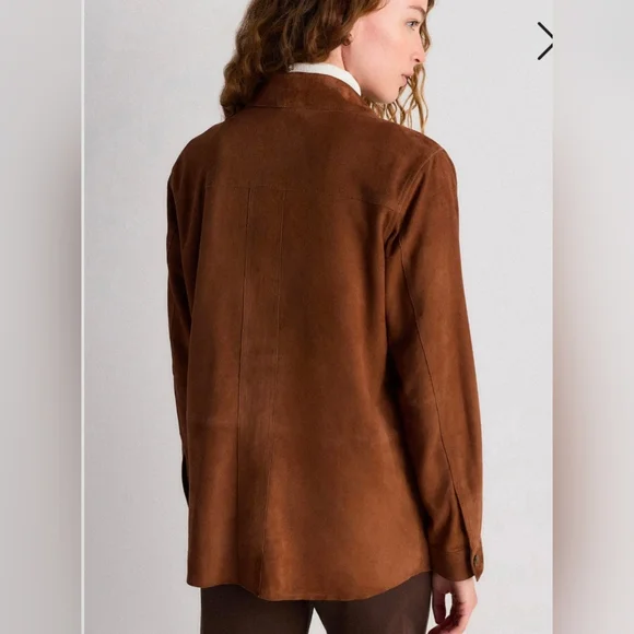 100% Suede Chore Jacket Brown Suede Women's Jacket - Picture 2 of 14